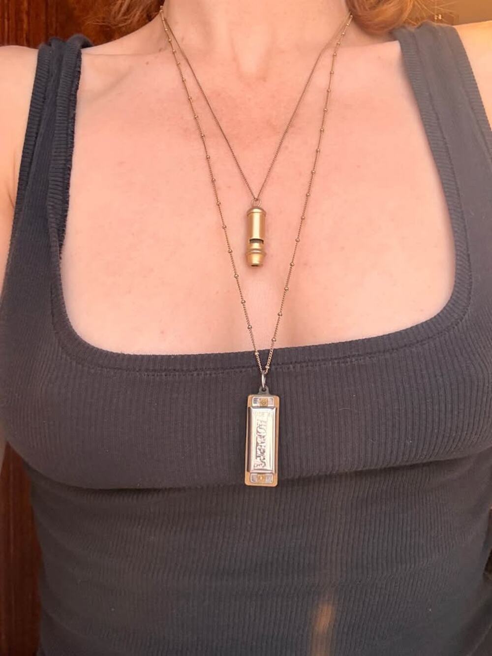 Vintage Mini Harmonica and Whistle Necklace